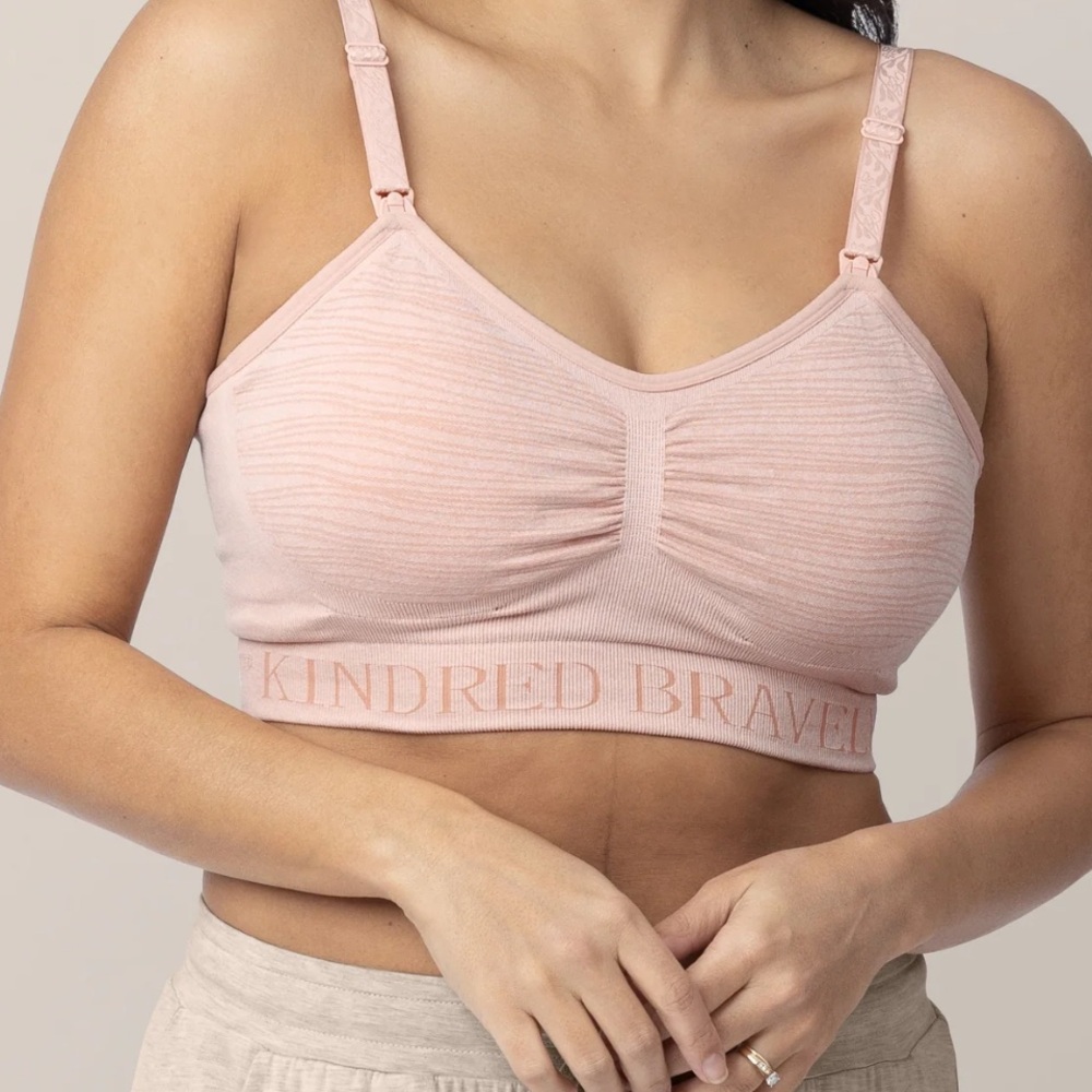 Kindred Bravely Soft Rib Nursing Bralette in Blush Pink